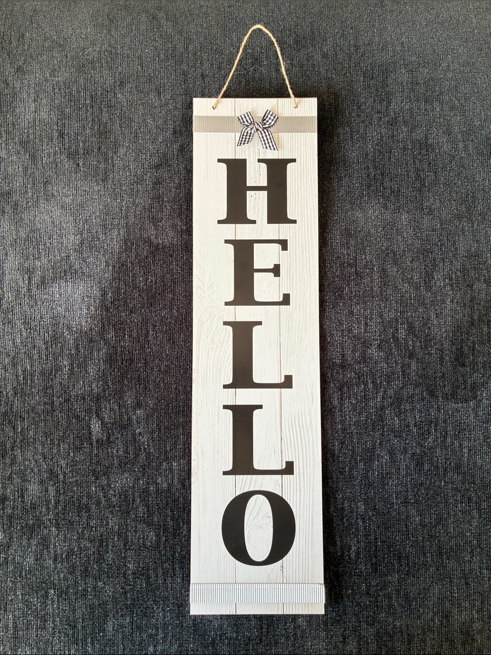NWT- HELLO Vertical Wood & Metal Wall Decor Sign